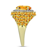 Inel din Argint 925 Placat cu Aur ( 4.37 grame ) cu Citrin Rio Golden și Topaz Alb 4.32 Carate