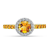 Inel din Argint 925 Placat cu Aur ( 2.1 grame ) cu Citrin Rio Golden și Topaz Alb 1.31 Carate