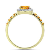 Inel din Argint 925 Placat cu Aur ( 2.1 grame ) cu Citrin Rio Golden și Topaz Alb 1.31 Carate