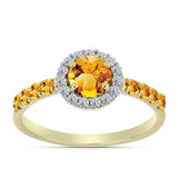 Inel din Argint 925 Placat cu Aur ( 2.1 grame ) cu Citrin Rio Golden și Topaz Alb 1.31 Carate