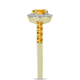 Inel din Argint 925 Placat cu Aur ( 2.1 grame ) cu Citrin Rio Golden și Topaz Alb 1.31 Carate