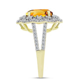 Inel din Argint 925 Placat cu Aur ( 3.37 grame ) cu Citrin Rio Golden și Topaz Alb 3.5 Carate