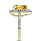 Inel din Argint 925 Placat cu Aur ( 2.72 grame ) cu Citrin Rio Golden și Topaz Alb 2.26 Carate