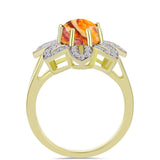 Inel din Argint 925 Placat cu Aur ( 5.18 grame ) cu Jaspul "Lion's Paw" și Topaz Alb 3.23 Carate