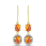 Cercei din Argint 925 Placat cu Aur ( 3.18 grame ) cu Jaspul "Lion's Paw" și Topaz Alb 3.71 Carate