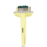 Inel din Argint 925 Placat cu Aur ( 2.62 grame ) cu Drusy Verde și Topaz Alb 3.15 Carate