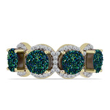 Inel din Argint 925 Placat cu Aur ( 4.47 grame ) cu Drusy Verde și Topaz Alb 6.19 Carate