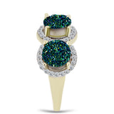Inel din Argint 925 Placat cu Aur ( 4.47 grame ) cu Drusy Verde și Topaz Alb 6.19 Carate