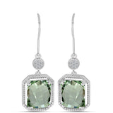 Cercei din Argint 925 ( 4.11 grame ) cu Ametist Verde și Topaz Alb 8.24 Carate