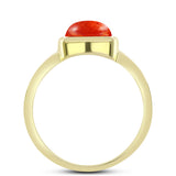 Inel din Argint 925 Placat cu Aur ( 3.65 grame ) cu Coral Roșu Burete 4.8 Carate