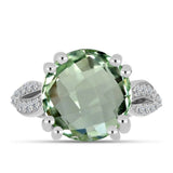 Inel din Argint 925 ( 3.78 grame ) cu Ametist Verde și Topaz Alb 5.67 Carate