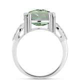 Inel din Argint 925 ( 3.78 grame ) cu Ametist Verde și Topaz Alb 5.67 Carate