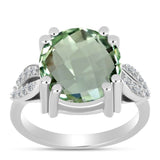 Inel din Argint 925 ( 3.78 grame ) cu Ametist Verde și Topaz Alb 5.67 Carate
