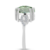 Inel din Argint 925 ( 3.78 grame ) cu Ametist Verde și Topaz Alb 5.67 Carate