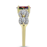 Inel din Argint 925 Placat cu Aur ( 3.1 grame ) cu Opal Etiopian Negru Lega Dembi și Topaz Alb 1.48 Carate