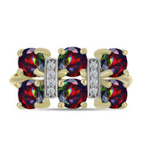 Inel din Argint 925 Placat cu Aur ( 3.39 grame ) cu Opal Etiopian Negru Lega Dembi și Topaz Alb 1.81 Carate