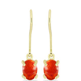 Cercei din Argint 925 Placat cu Aur ( 1.35 grame ) cu Coral Roșu Burete 1.32 Carate