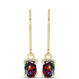 Cercei din Argint 925 Placat cu Aur ( 1.63 grame ) cu Opal Etiopian Negru Lega Dembi 0.62 Carate