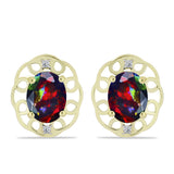Cercei din Argint 925 Placat cu Aur ( 3.58 grame ) cu Opal Etiopian Negru Lega Dembi și Topaz Alb 2.22 Carate
