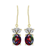 Cercei din Argint 925 Placat cu Aur ( 2.55 grame ) cu Opal Etiopian Negru Lega Dembi și Topaz Alb 2.68 Carate