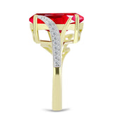 Inel din Argint 925 Placat cu Aur ( 4.25 grame ) cu Agat Roșu și Topaz Alb 6.26 Carate