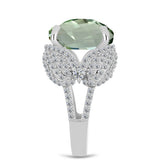Inel din Argint 925 ( 7.75 grame ) cu Ametist Verde și Topaz Alb 10.58 Carate
