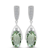 Cercei din Argint 925 ( 6.16 grame ) cu Ametist Verde și Topaz Alb 7.85 Carate