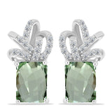 Cercei din Argint 925 ( 3.11 grame ) cu Ametist Verde și Topaz Alb 3.21 Carate