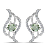 Cercei din Argint 925 ( 2.78 grame ) cu Ametist Verde și Topaz Alb 1.49 Carate
