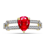 Inel din Argint 925 Placat cu Aur ( 2.59 grame ) cu Agat Roșu și Topaz Alb 1.59 Carate