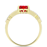 Inel din Argint 925 Placat cu Aur ( 2.59 grame ) cu Agat Roșu și Topaz Alb 1.59 Carate