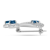 Broşă din Argint 925 ( 5 grame ) cu Topaz Albastru ”Londra” și Topaz Alb 2.75 Carate