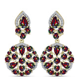 Cercei din Argint 925 Placat cu Aur ( 7.4 grame ) cu Opal Etiopian Negru Lega Dembi și Topaz Alb 3.66 Carate