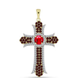 Cruce Pandantiv din Argint 925 Placat cu Aur ( 3.3 grame ) cu Agat Roșu și Granat Barton 2.44 Carate