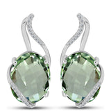 Cercei din Argint 925 ( 4.15 grame ) cu Ametist Verde și Topaz Alb 15.64 Carate