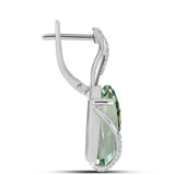 Cercei din Argint 925 ( 4.15 grame ) cu Ametist Verde și Topaz Alb 15.64 Carate