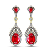 Cercei din Argint 925 Placat cu Aur ( 8.52 grame ) cu Agat Roșu și Topaz Alb 12.05 Carate