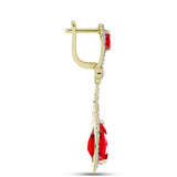 Cercei din Argint 925 Placat cu Aur ( 8.52 grame ) cu Agat Roșu și Topaz Alb 12.05 Carate