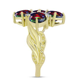 Inel din Argint 925 Placat cu Aur ( 4.58 grame ) cu Opal Etiopian Negru Lega Dembi și Topaz Alb 2.43 Carate