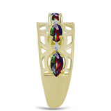 Inel din Argint 925 Placat cu Aur ( 5.22 grame ) cu Opal Etiopian Negru Lega Dembi și Topaz Alb 0.82 Carate