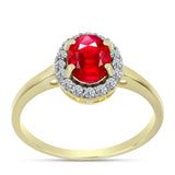Inel din Argint 925 Placat cu Aur ( 2.52 grame ) cu Agat Roșu și Topaz Alb 1.35 Carate