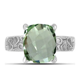 Inel din Argint 925 ( 4.35 grame ) cu Ametist Verde 5.1 Carate