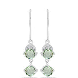 Cercei din Argint 925 ( 2.15 grame ) cu Ametist Verde și Topaz Alb 2.24 Carate