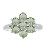 Inel din Argint 925 ( 3.44 grame ) cu Ametist Verde și Topaz Alb 1.87 Carate