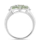 Inel din Argint 925 ( 3.44 grame ) cu Ametist Verde și Topaz Alb 1.87 Carate