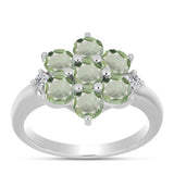 Inel din Argint 925 ( 3.44 grame ) cu Ametist Verde și Topaz Alb 1.87 Carate