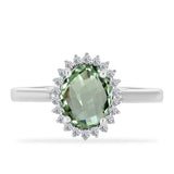 Inel din Argint 925 ( 2.7 grame ) cu Ametist Verde și Topaz Alb 1.89 Carate