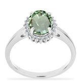 Inel din Argint 925 ( 2.7 grame ) cu Ametist Verde și Topaz Alb 1.89 Carate