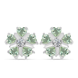 Cercei din Argint 925 ( 3.18 grame ) cu Ametist Verde și Topaz Alb 2.49 Carate