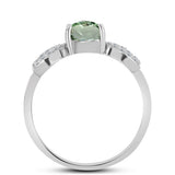 Inel din Argint 925 ( 2.28 grame ) cu Ametist Verde și Topaz Alb 1.36 Carate